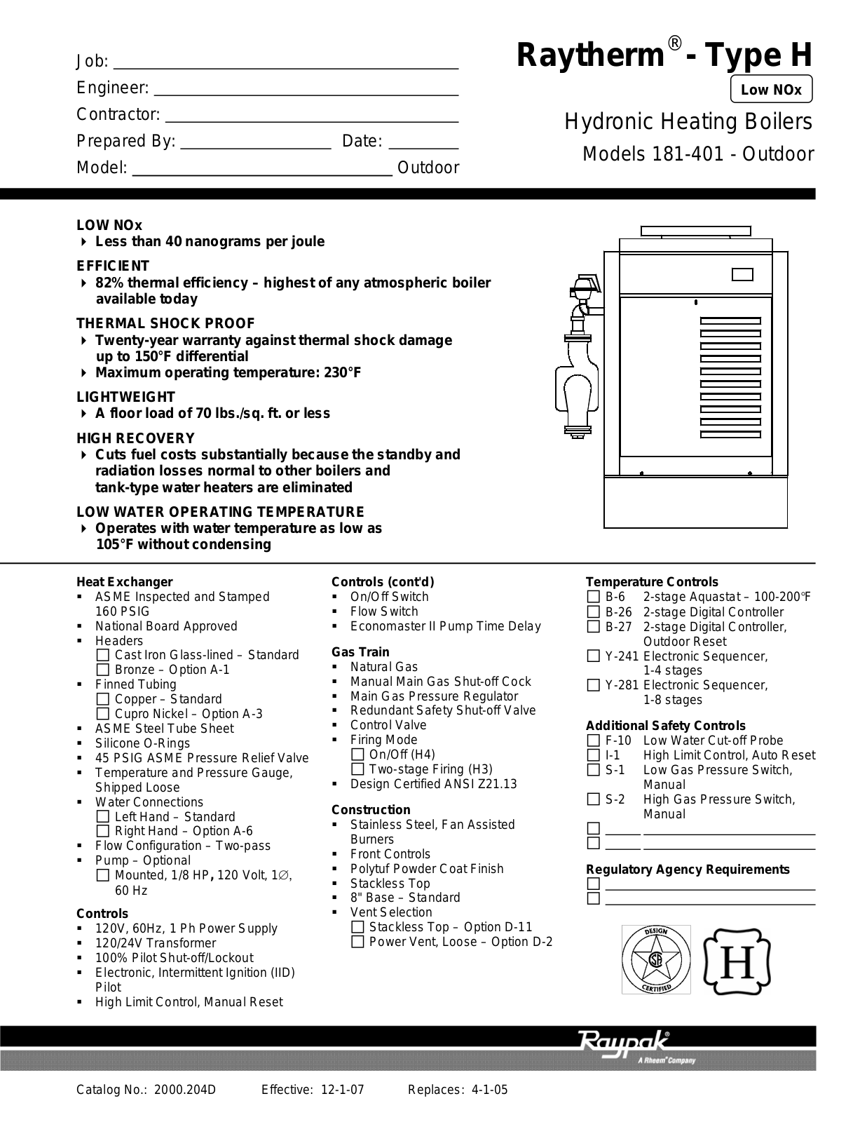 Raypak 181-401 User Manual