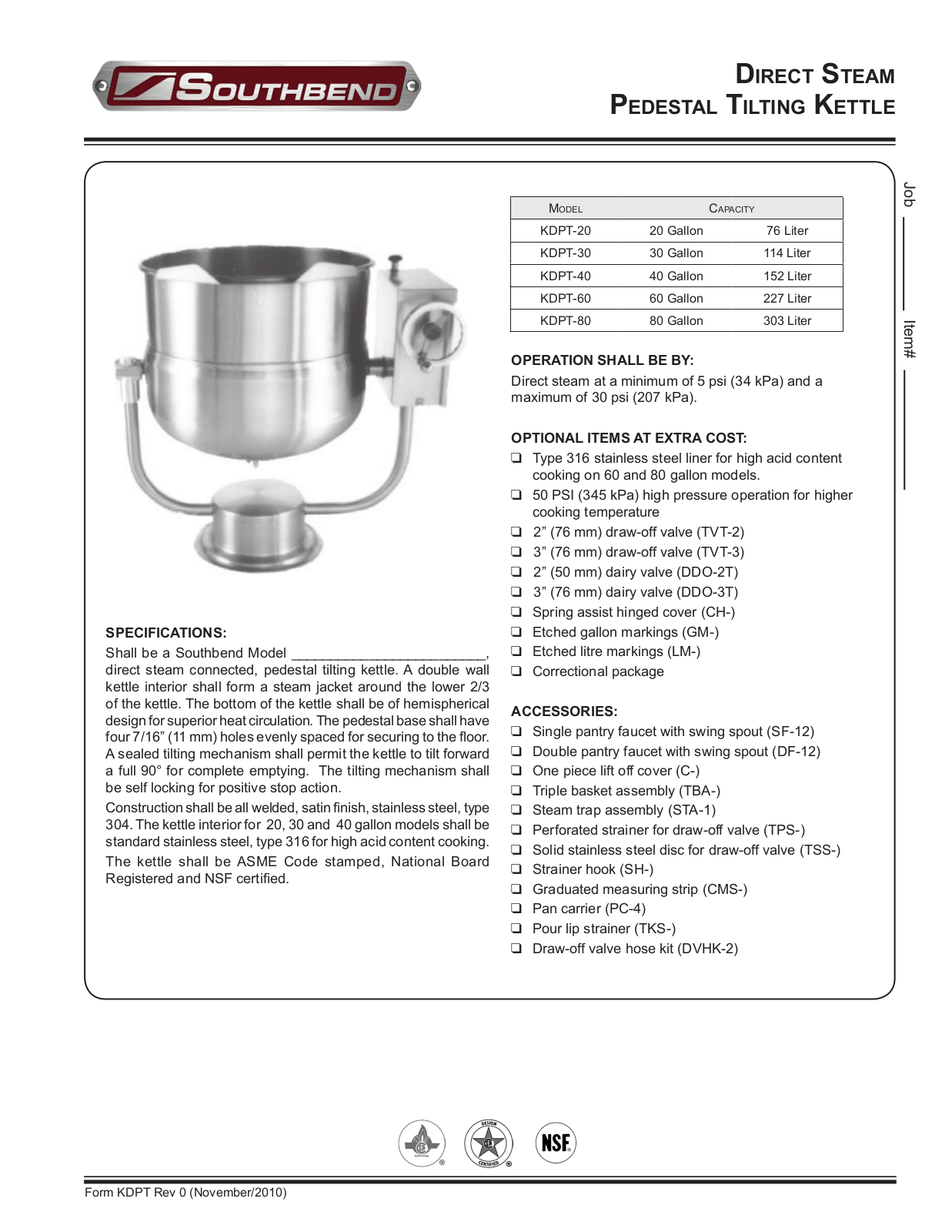 Southbend KDPT-30, KDPT-40, KDPT-60, KDPT-80 General Manual