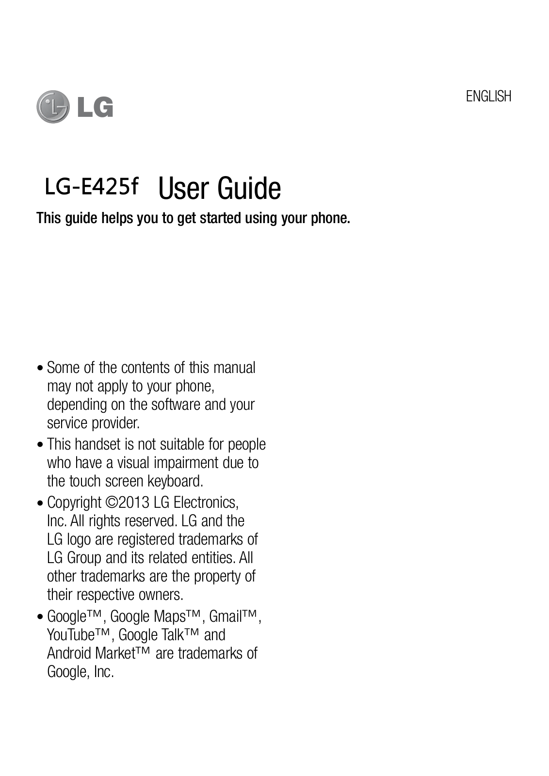 LG E425F Users manual