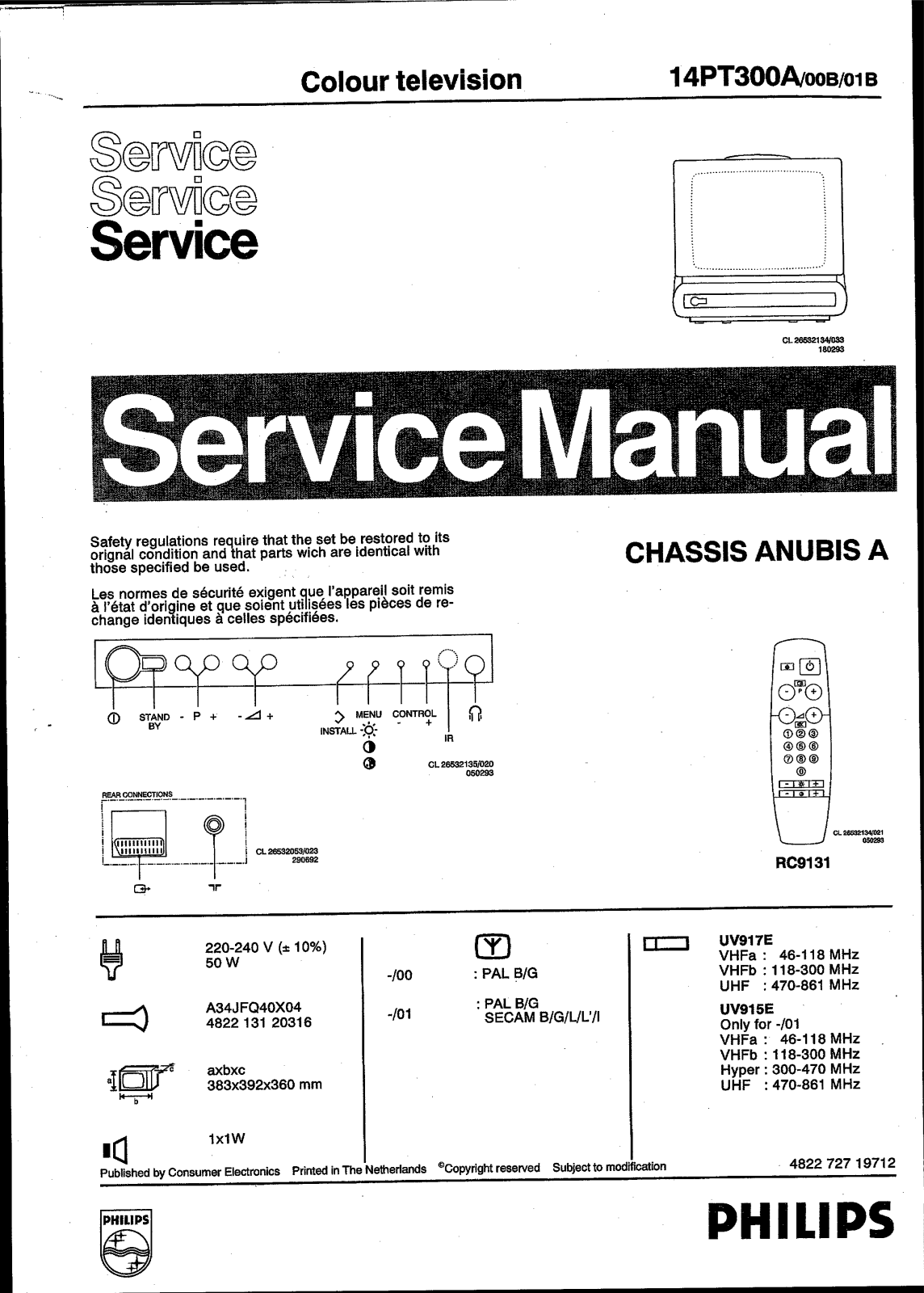 PHILIPS 14 PT 300 Service Manual