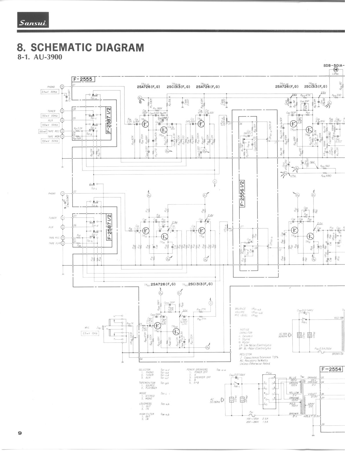 Sansui 3900 Schematic