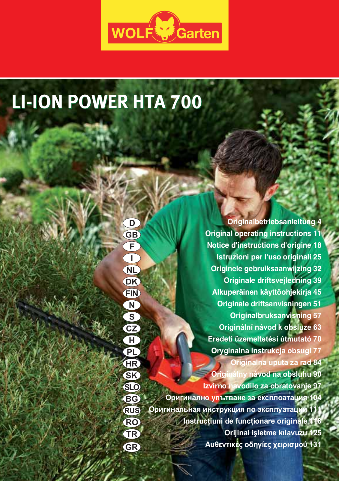 Wolf Garten LI-ION POWER HTA 700 Operating Instructions