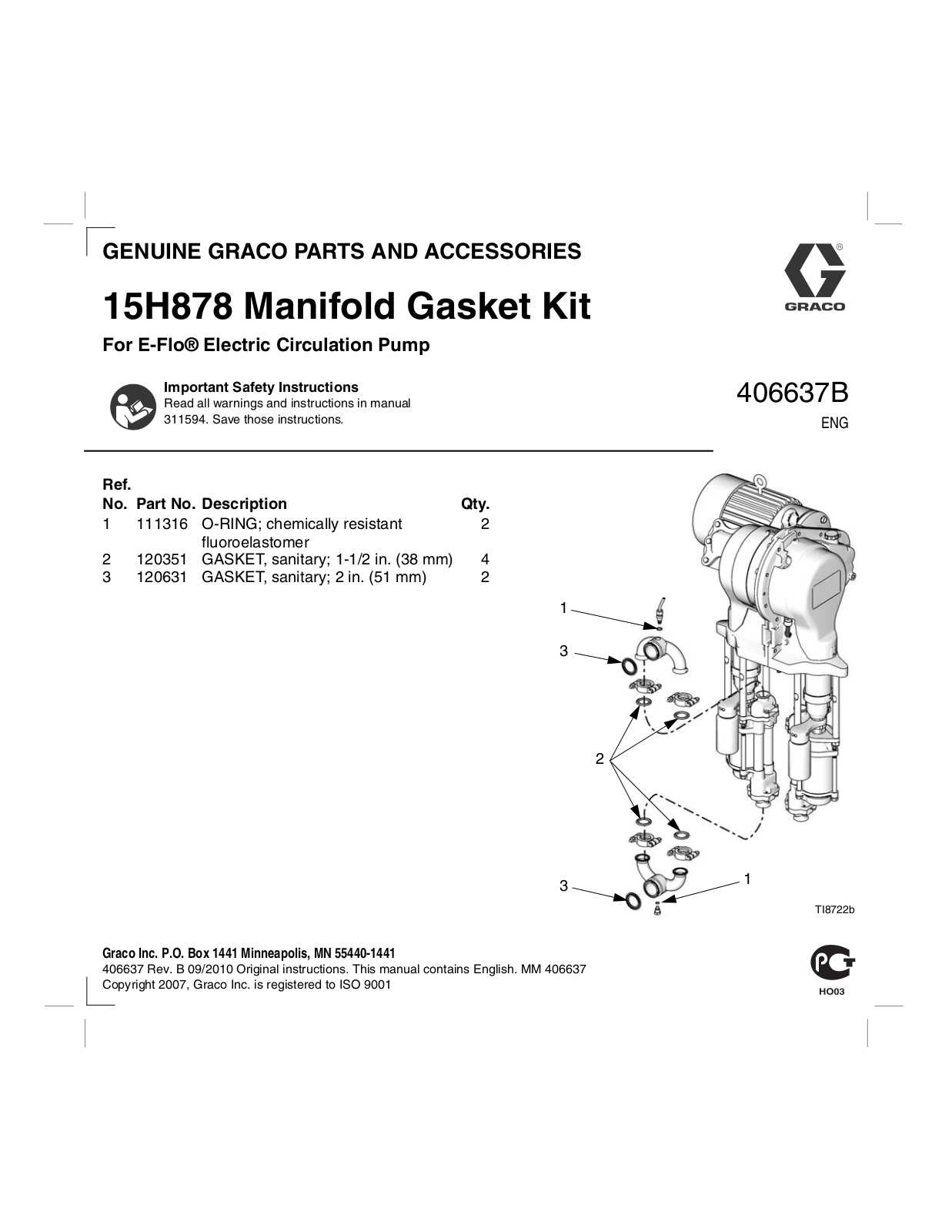 Graco 15H878 PARTS LIST