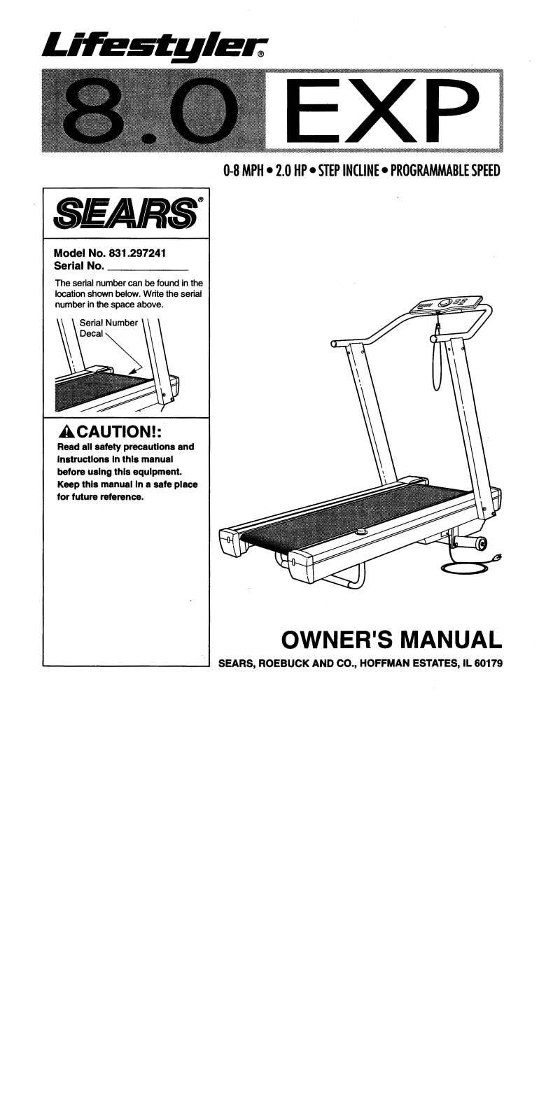 Lifestyler 831.297241 Owner's Manual