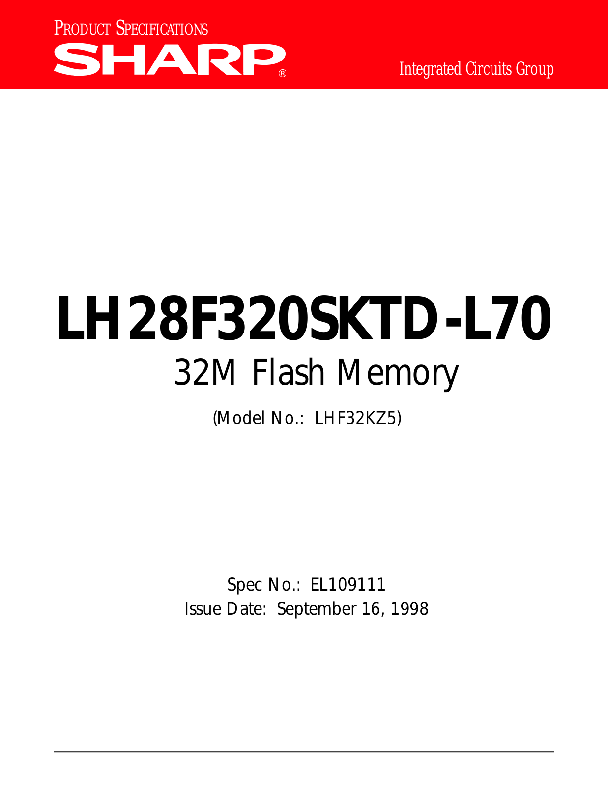 Sharp LH28F320SKTD-L70 Datasheet