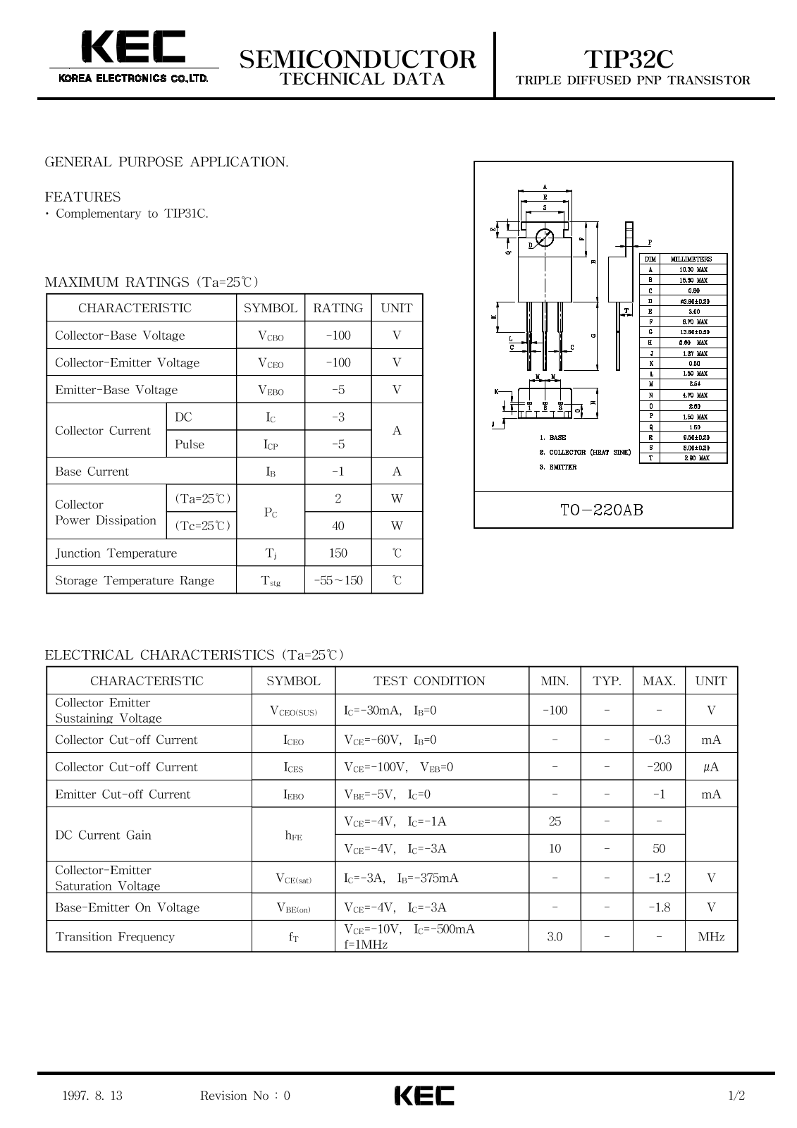 KEC TIP32C Datasheet