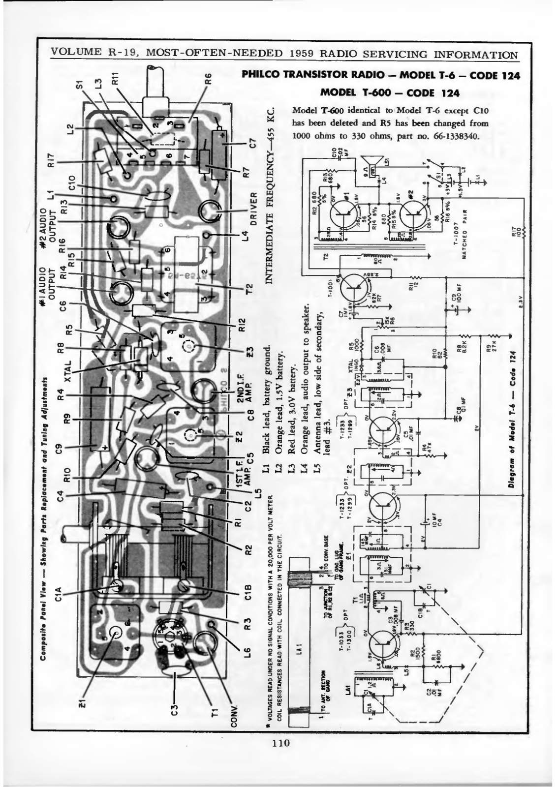 Philco T-6 124, T-600 124 Schematic