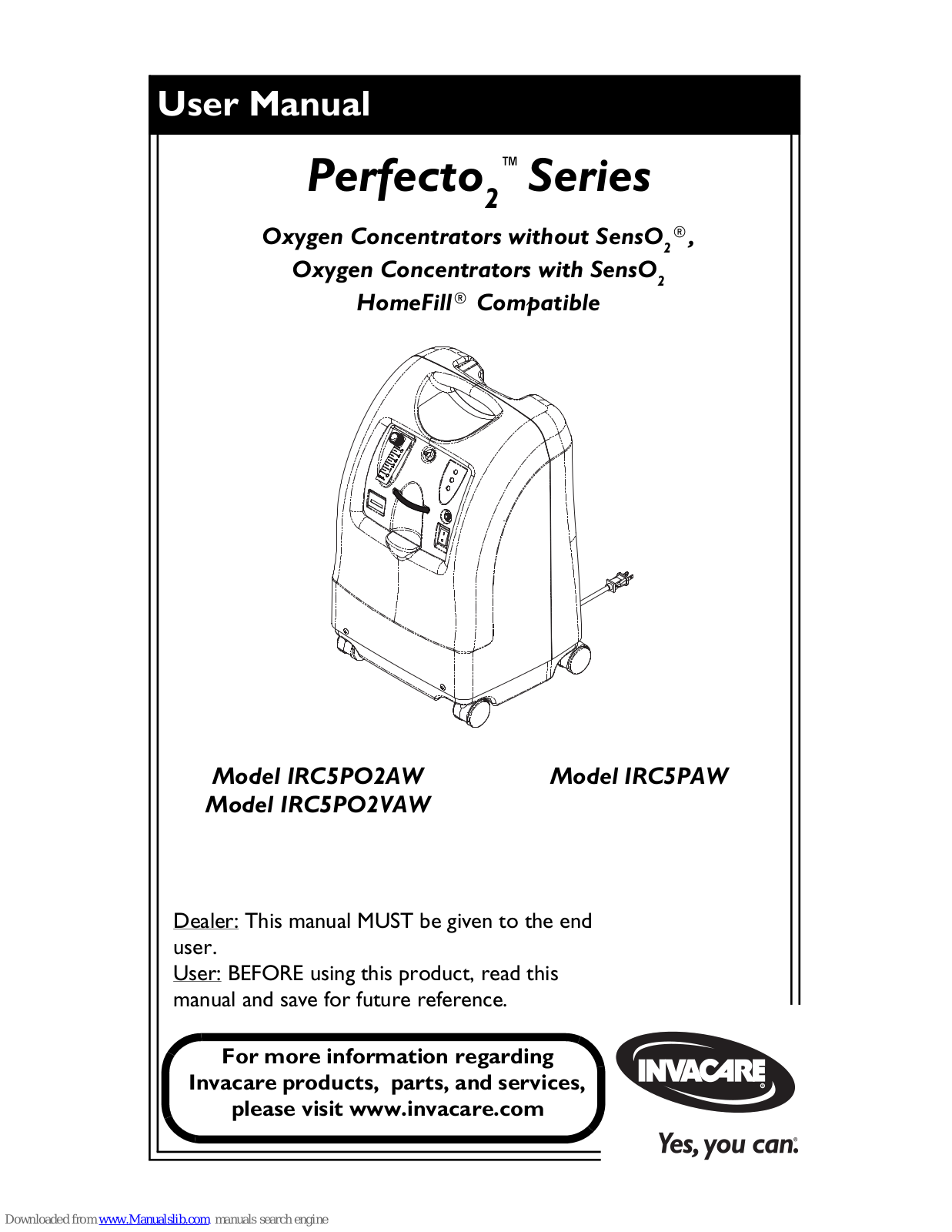 Invacare Perfecto2 IRC5PO2AW, Perfecto2 IRC5PO2VAW, Perfecto2 IRC5PAW User Manual