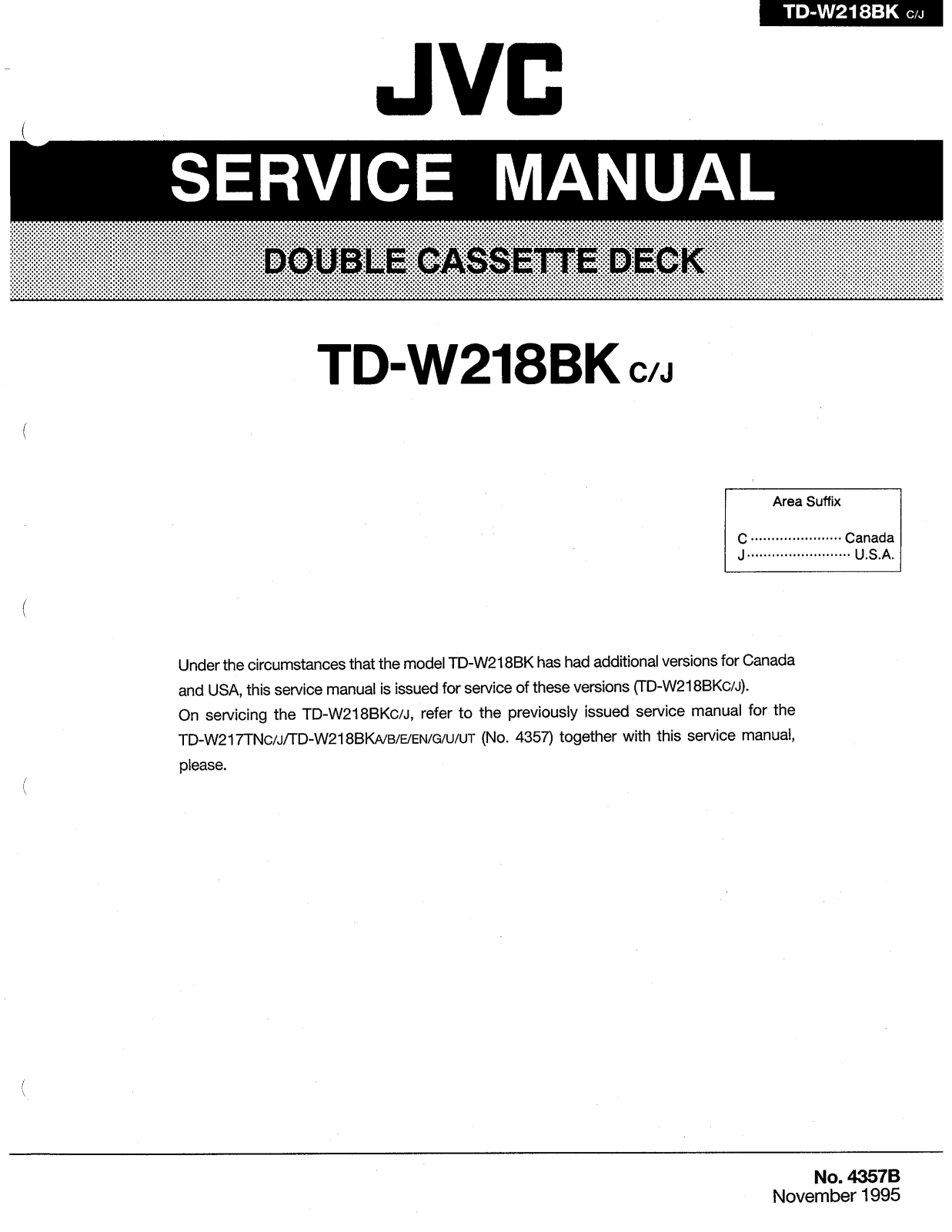 JVC TD-W218BKC Service Manual