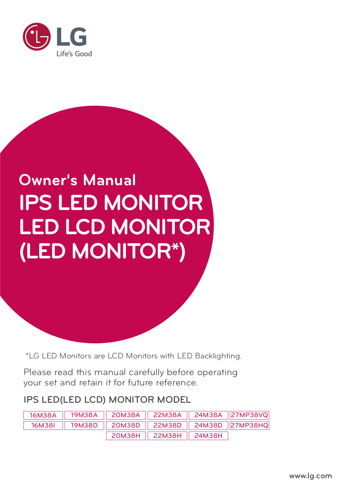 LG 16M38I-B, 16M38I-M Owner’s Manual