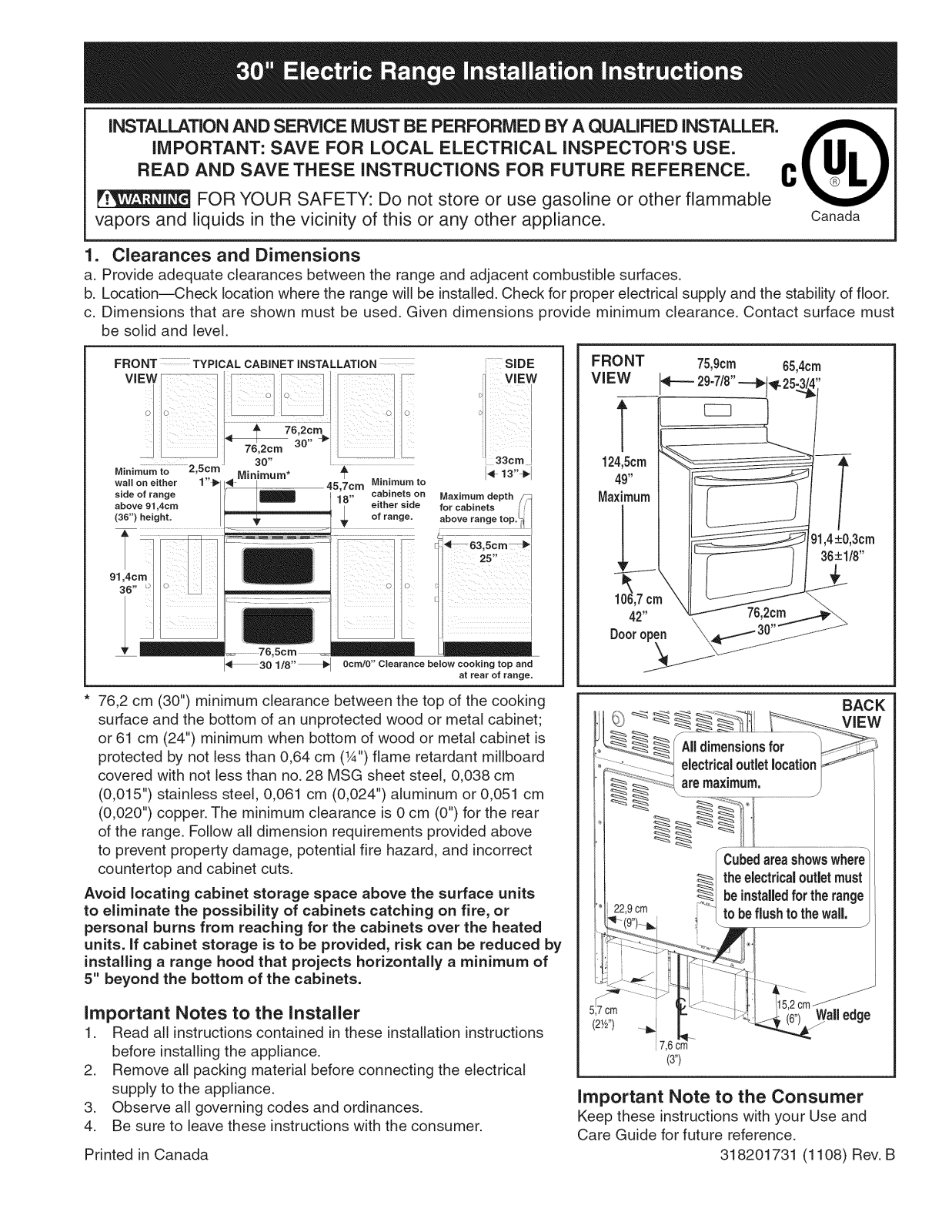 Frigidaire CGEF306TMFA, CGEF306TMFB, CGEF308TNF2 Installation Guide - ManualMachine.com