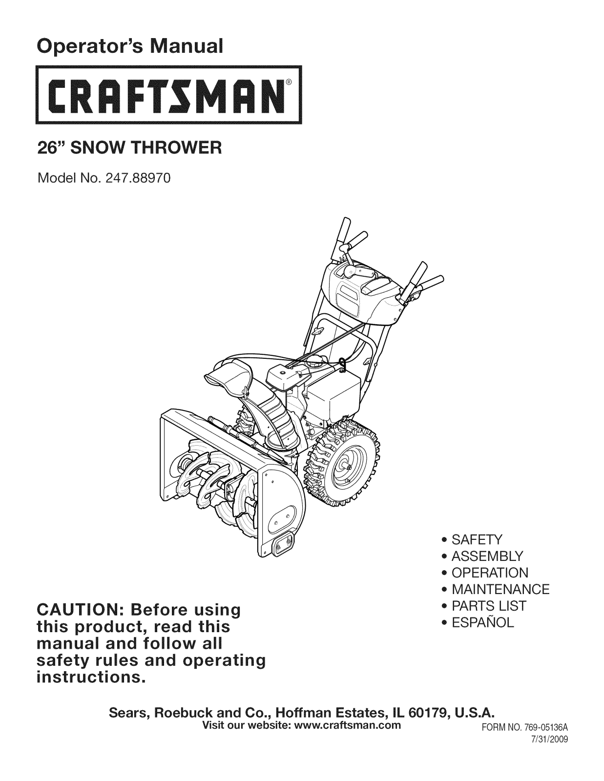 Craftsman 247889700 Owner’s Manual