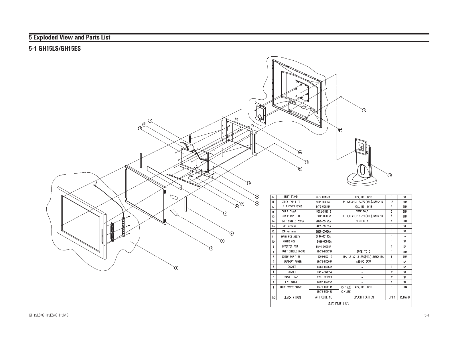 SAMSUNG GH15LSSN_EDC Service Manual Exploded View & Part List