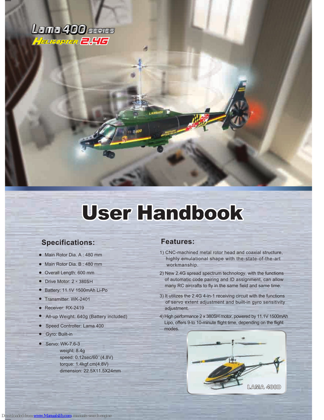 Walkera Lama 400 Series User Handbook Manual