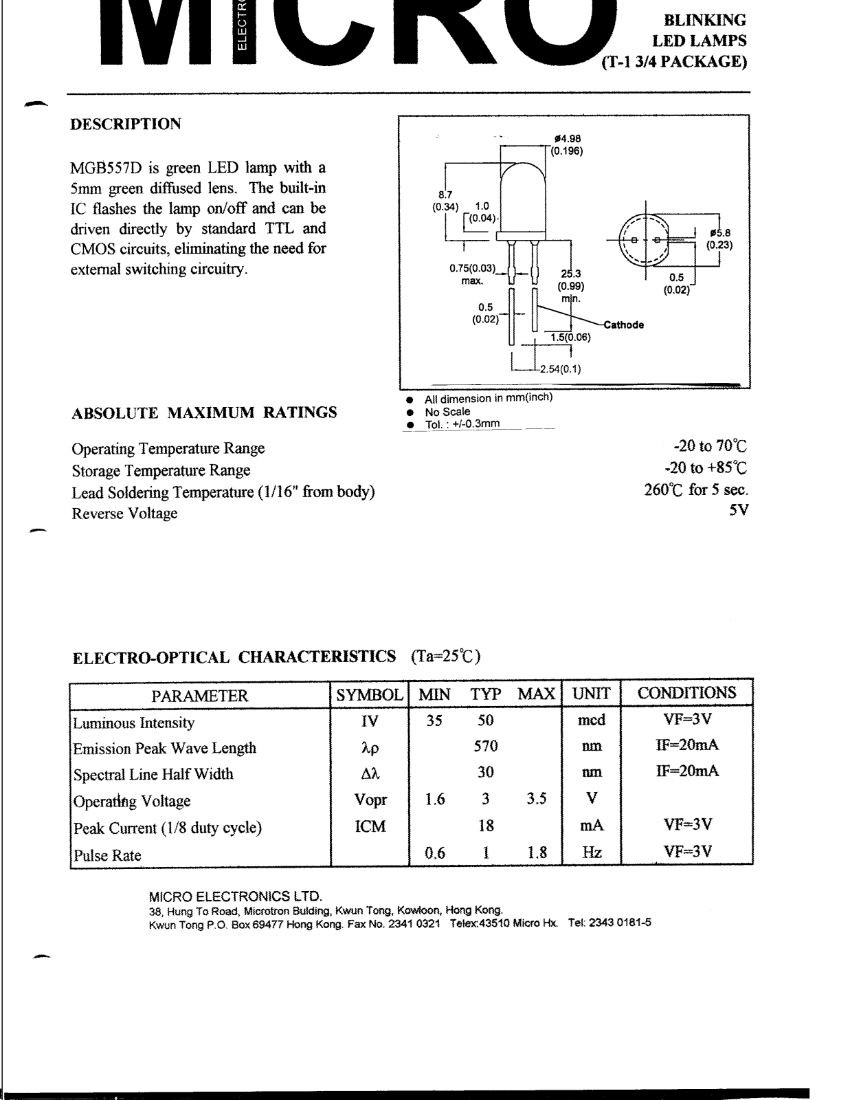 MICRO MGB557D Datasheet