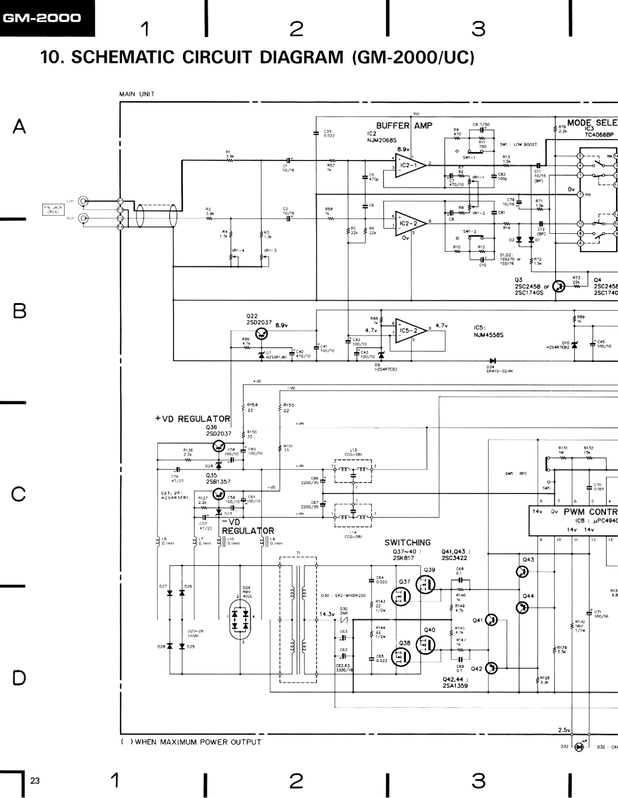 Pioneer GM-2000 Schematic