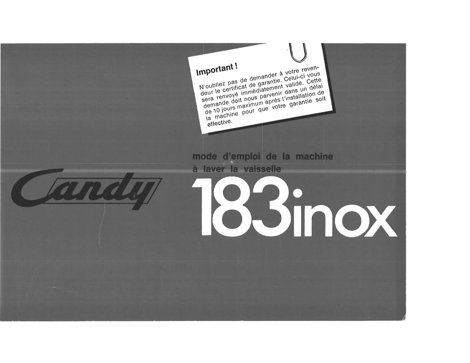 CANDY 183 INOX User Manual