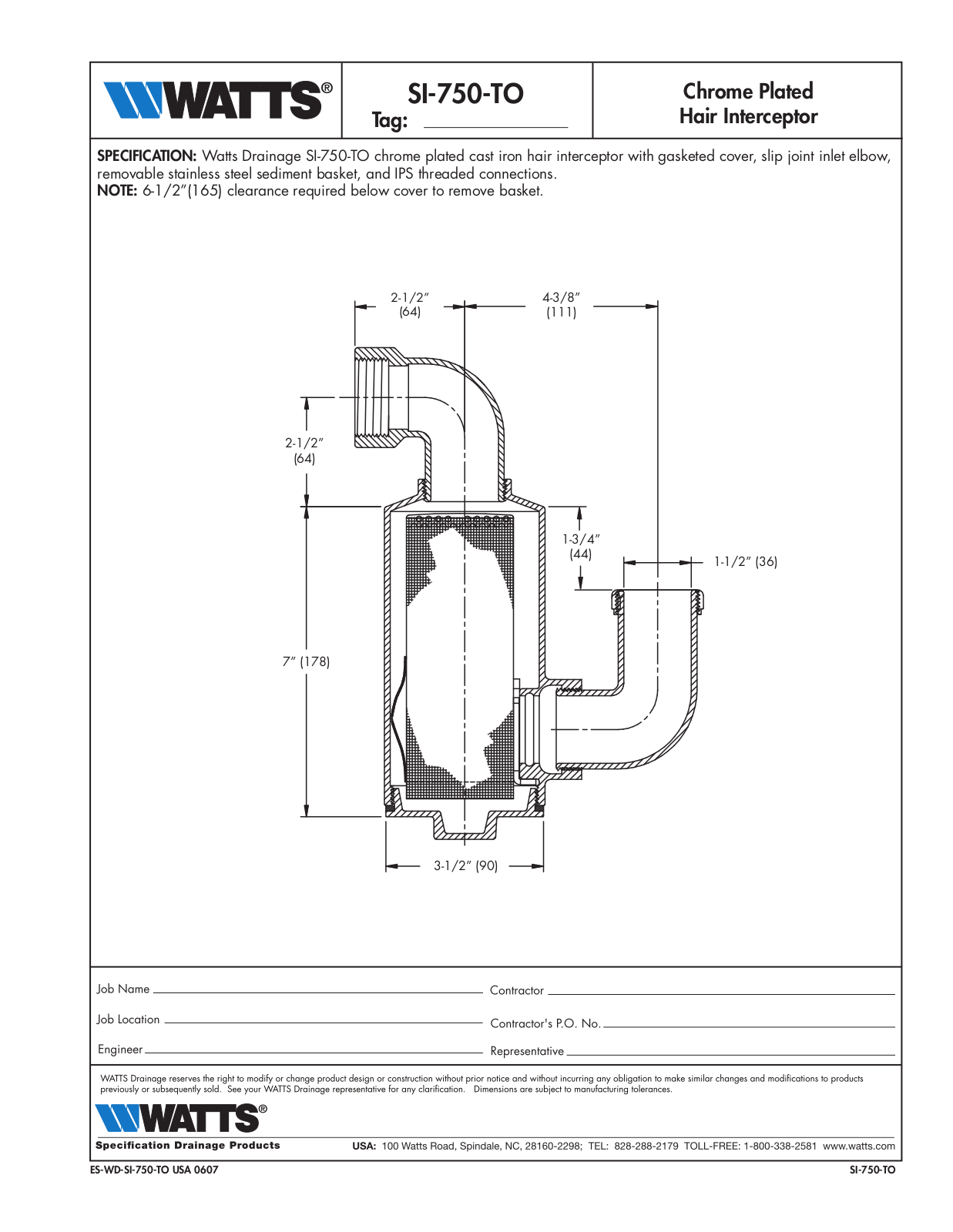 Watts SI-750-TO User Manual