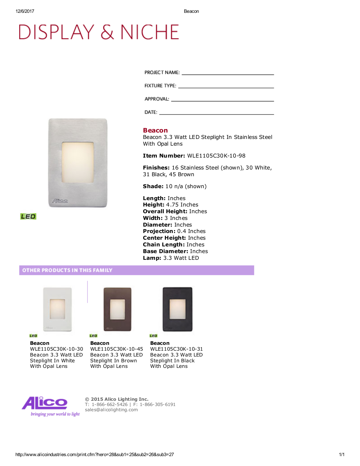 Alico LED2065 Specifications - ManualMachine.com