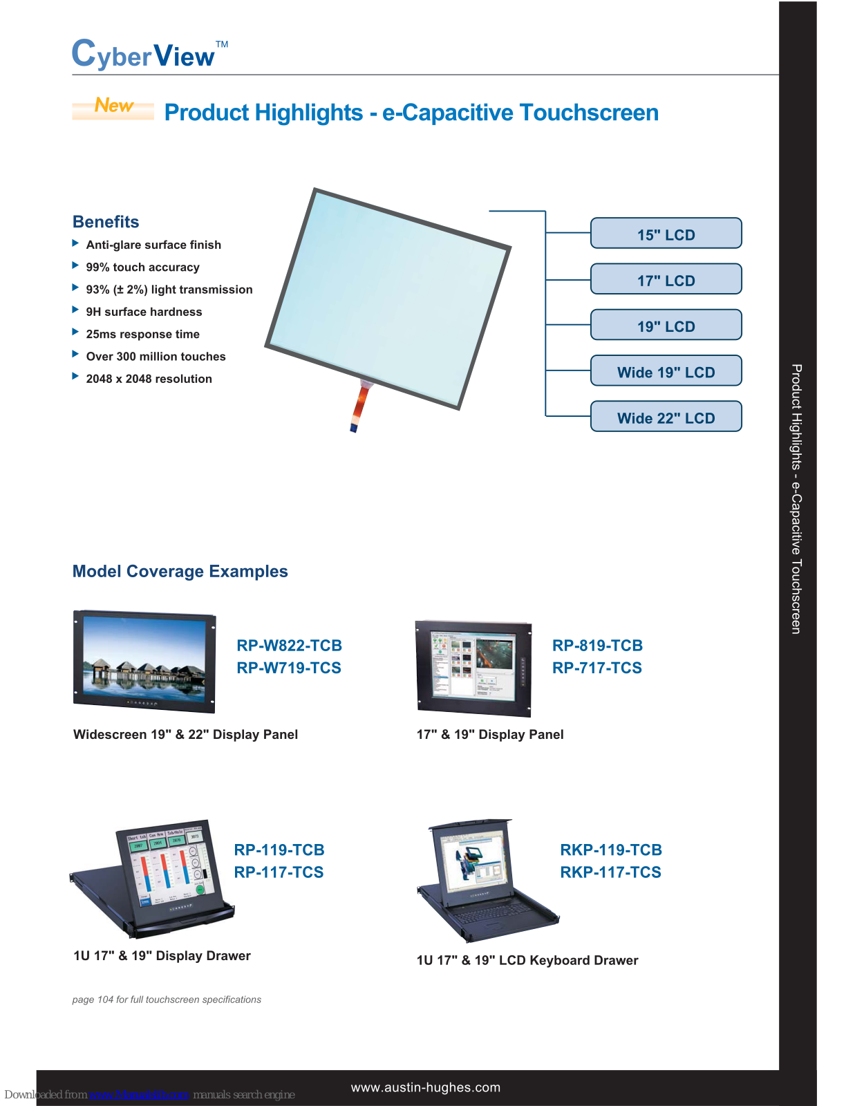 Austin Hughes Electronics RP-W719-TCS, RP-119-TCB, RP-717-TCS, RP-819-TCB, RP-W822-TCB Specifications - ManualMachine.com