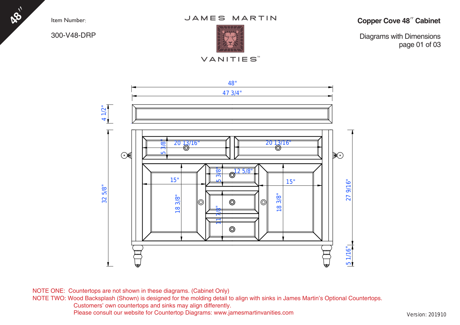 James Martin 300V48DRP3OGLB, 300V48DRP3CLW, 300V48DRP3CSP, 300V48DRP3EJP, 300V48DRP3IBK Diagram