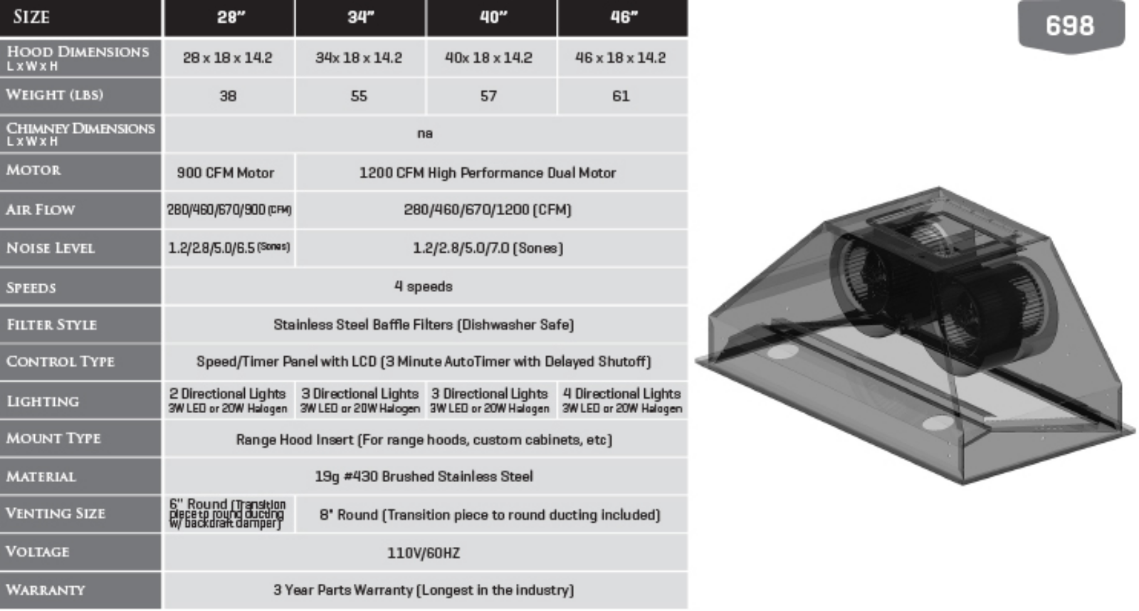 ZLINE 69846 Specifications