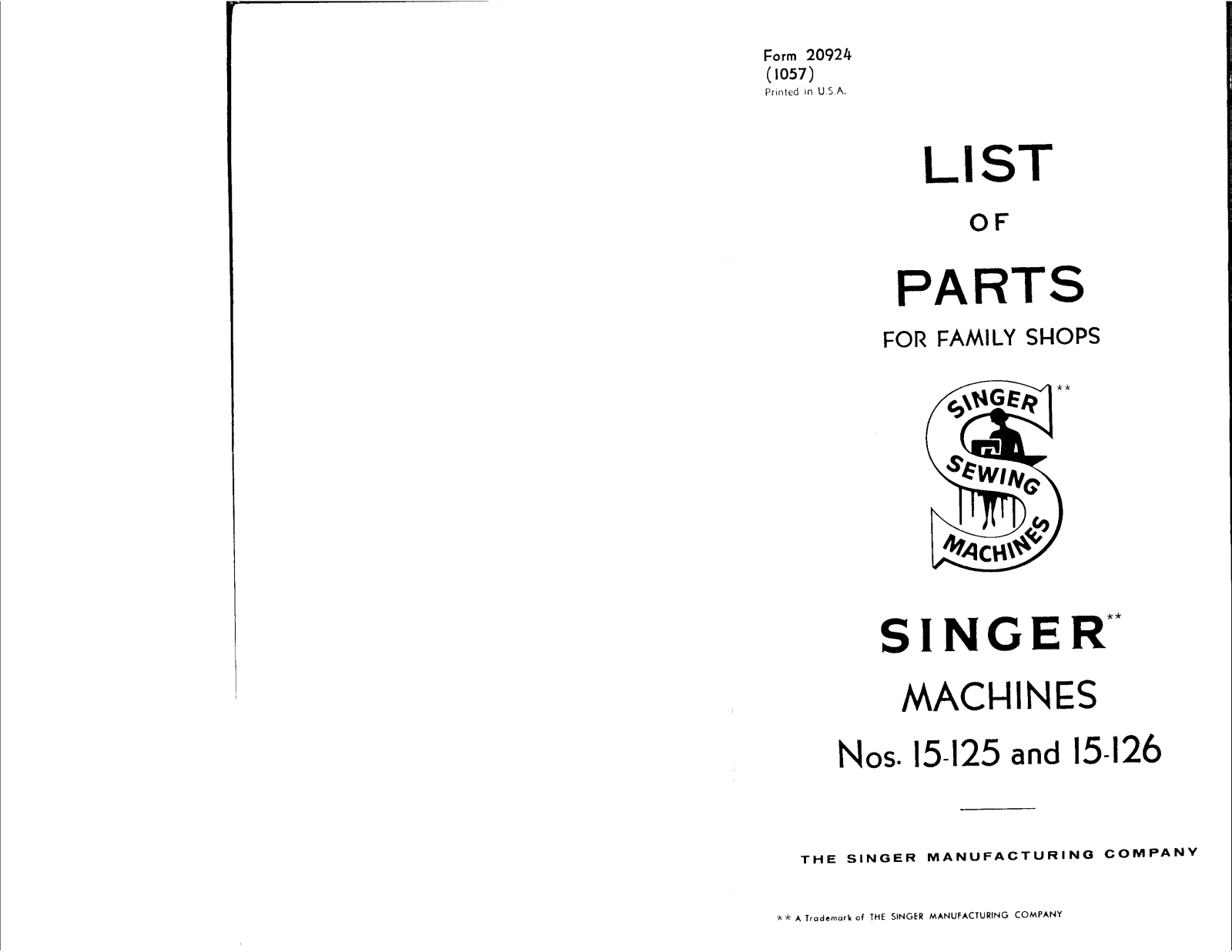 Singer 15-126, 15-125 User Manual