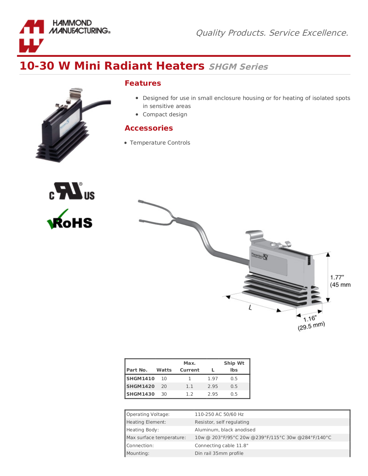 Hammond Manufacturing SHV Series Catalog Page