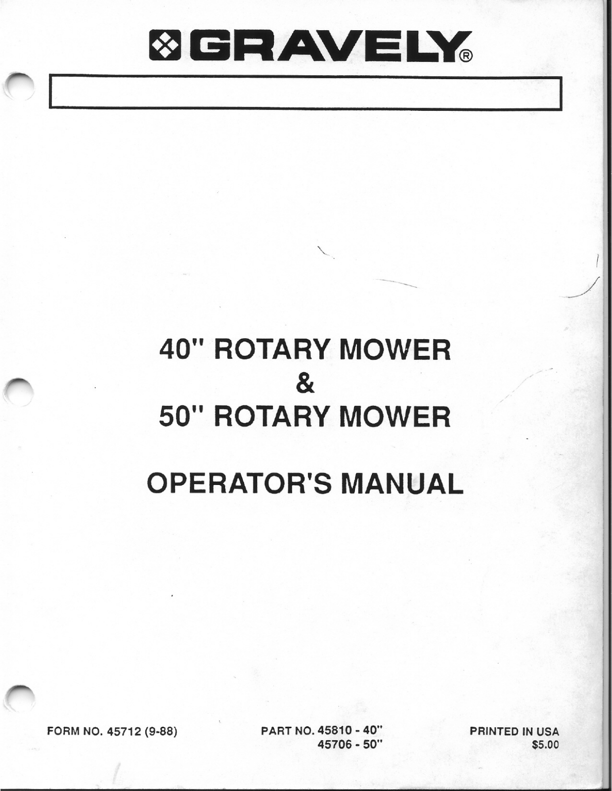 Gravely 45706, 45810 User Manual