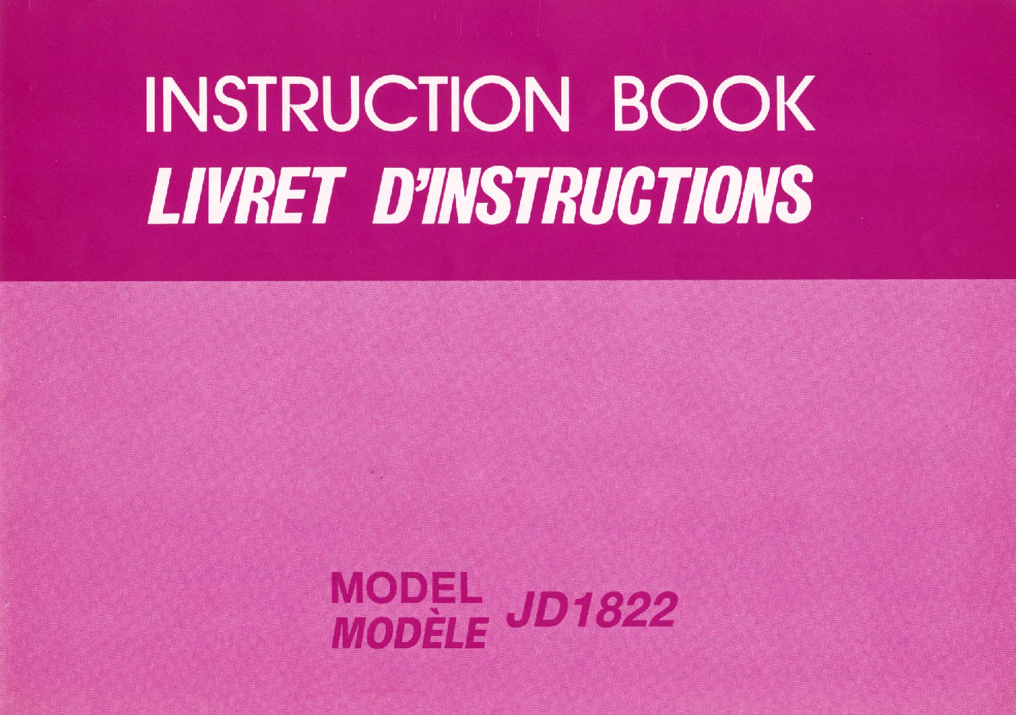 Janome JD1822 Instruction Manual