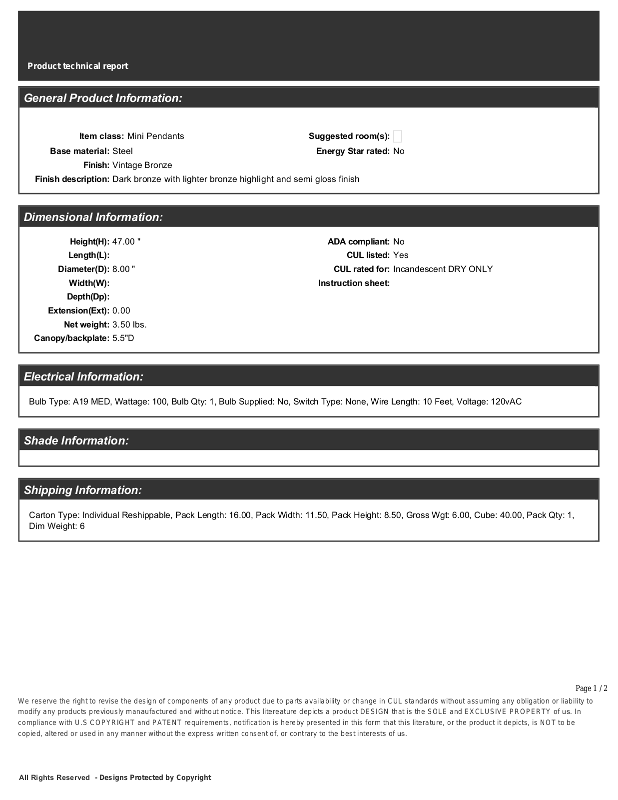 Loon Peak LOPK7281 Specifications - ManualMachine.com