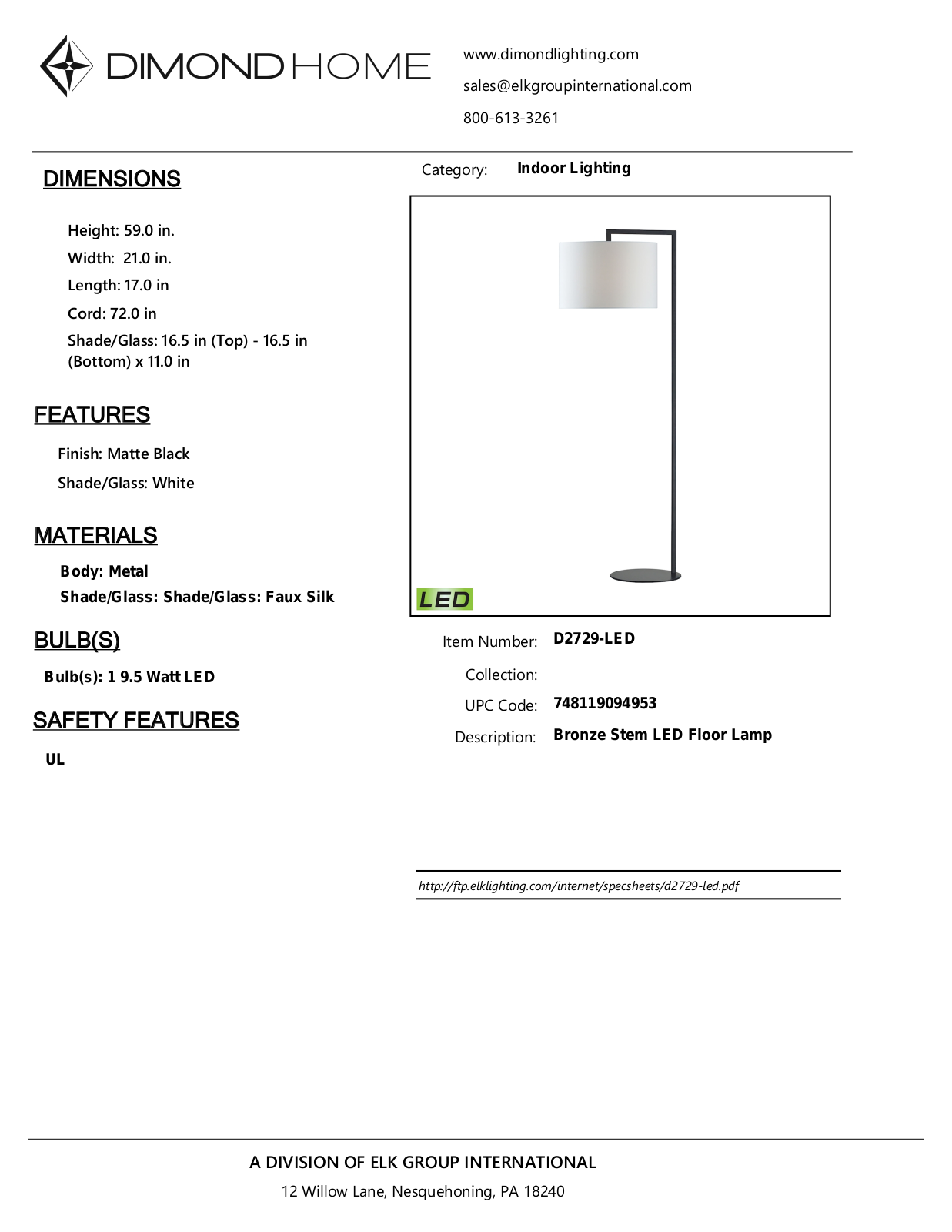 ELK Home D2729LED User Manual