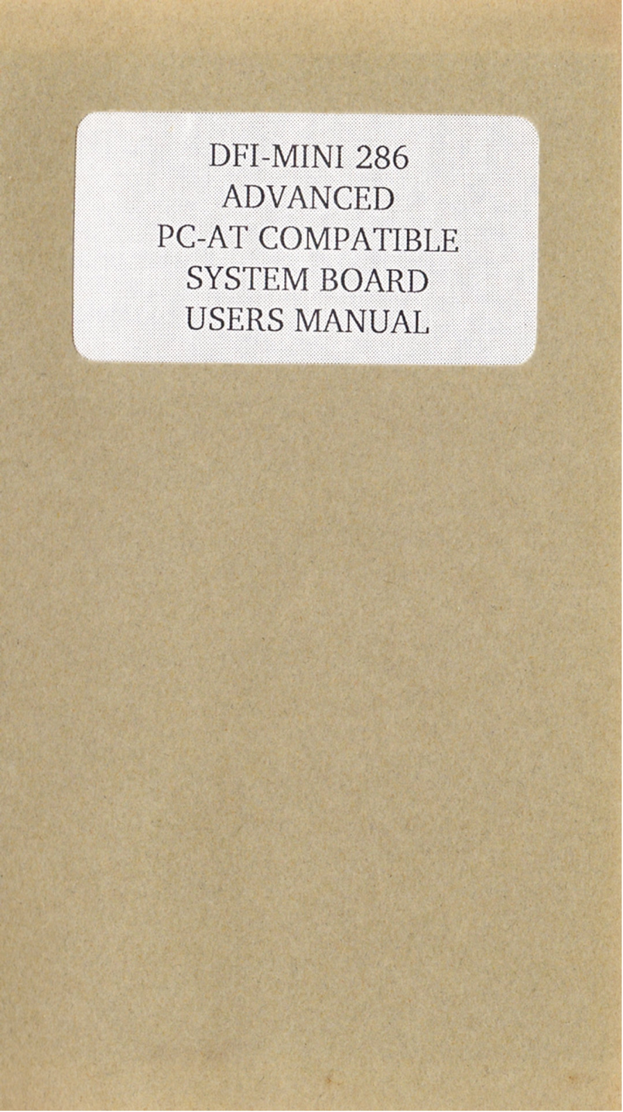 DFI MINI 286 User Manual - ManualMachine.com
