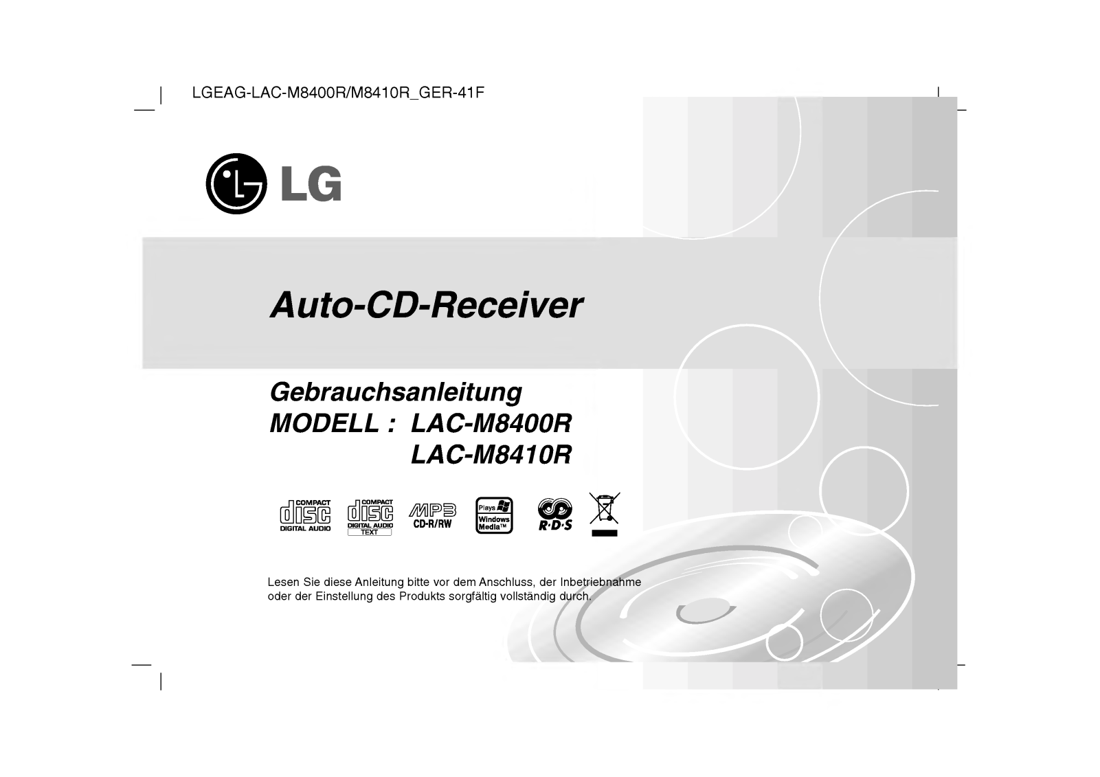 Lg LAC-M8410R, LAC-M8400R User Manual