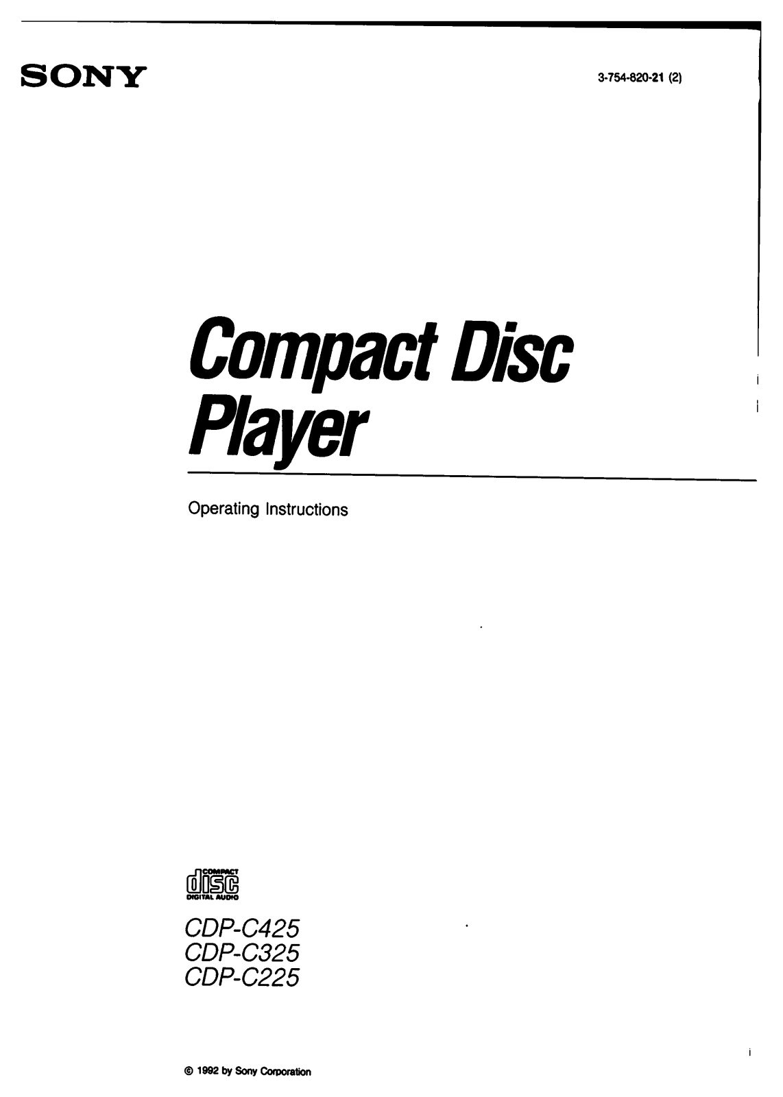 Sony CDP-C425 User Manual