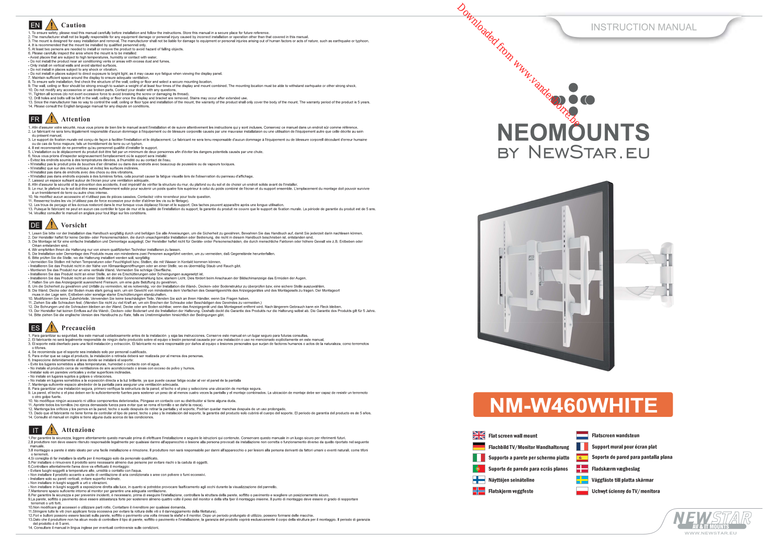 NEWSTAR NM-W460 WHITE User Manual