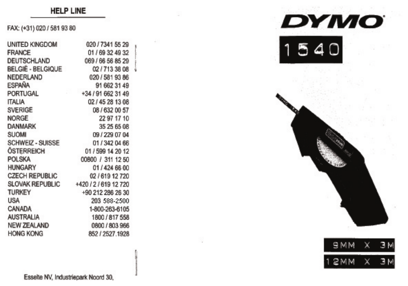 DYMO 1540 Instruction Manual