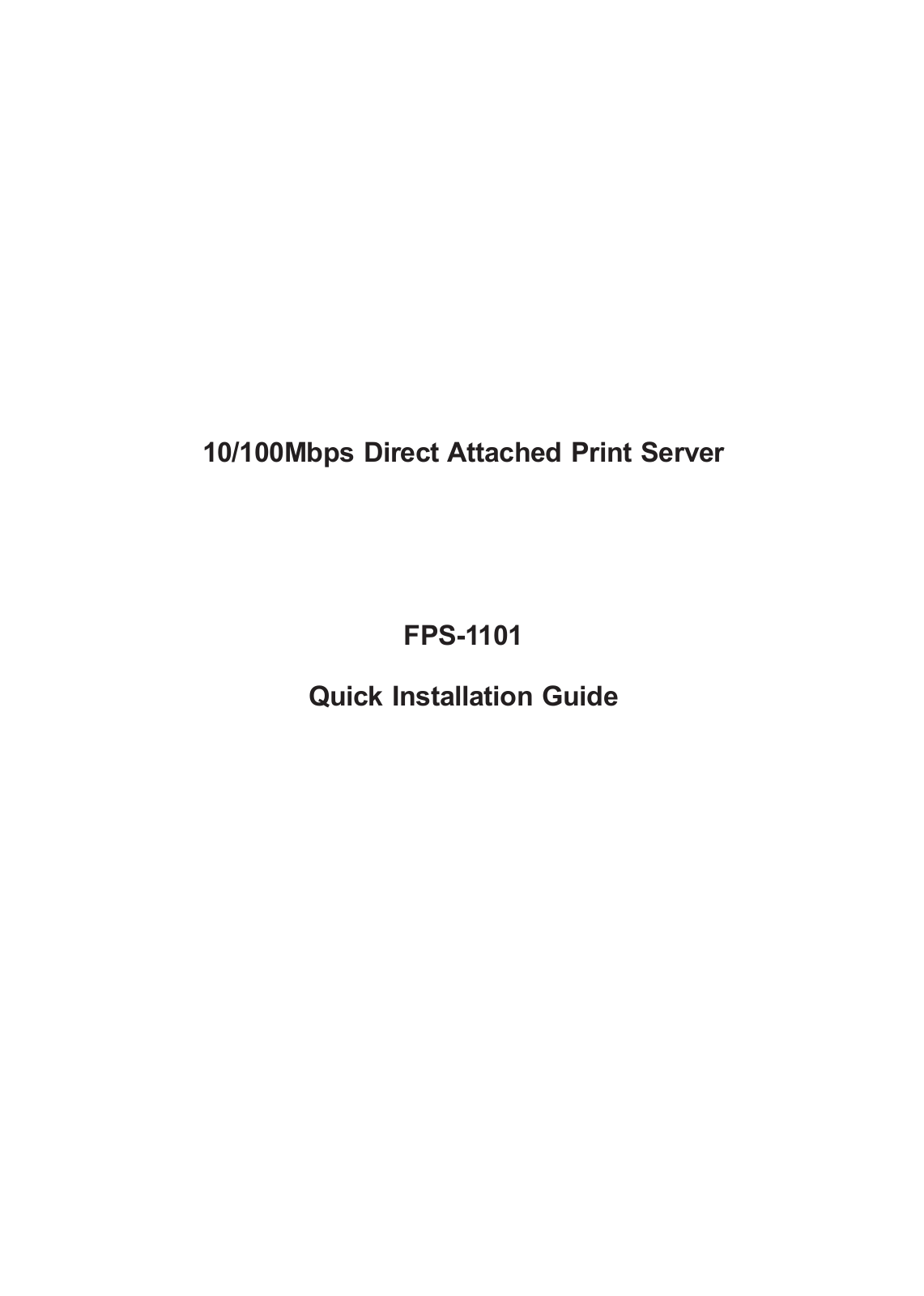 PLANET FPS-1101 User Manual