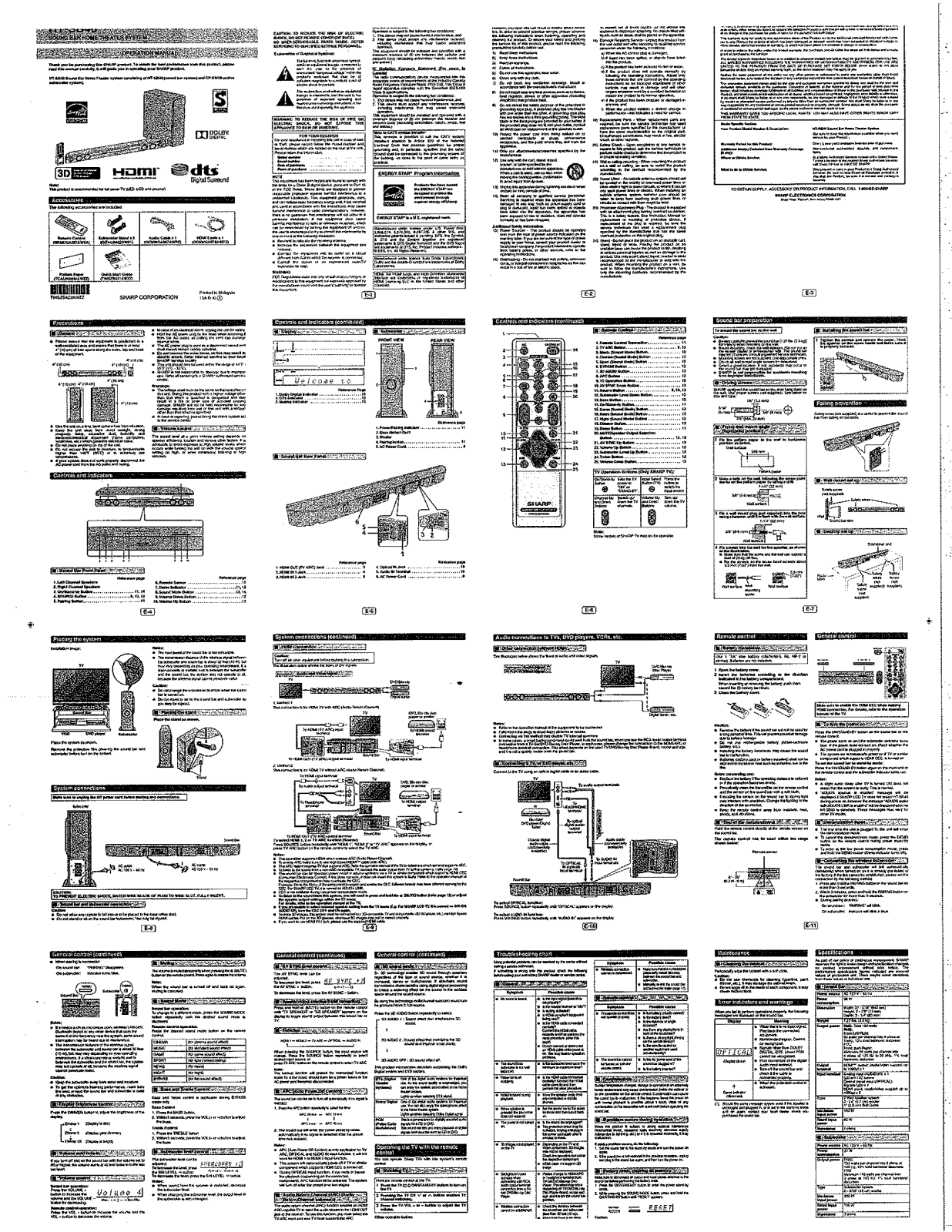 Sharp HT-SB40 Owner’s Manual