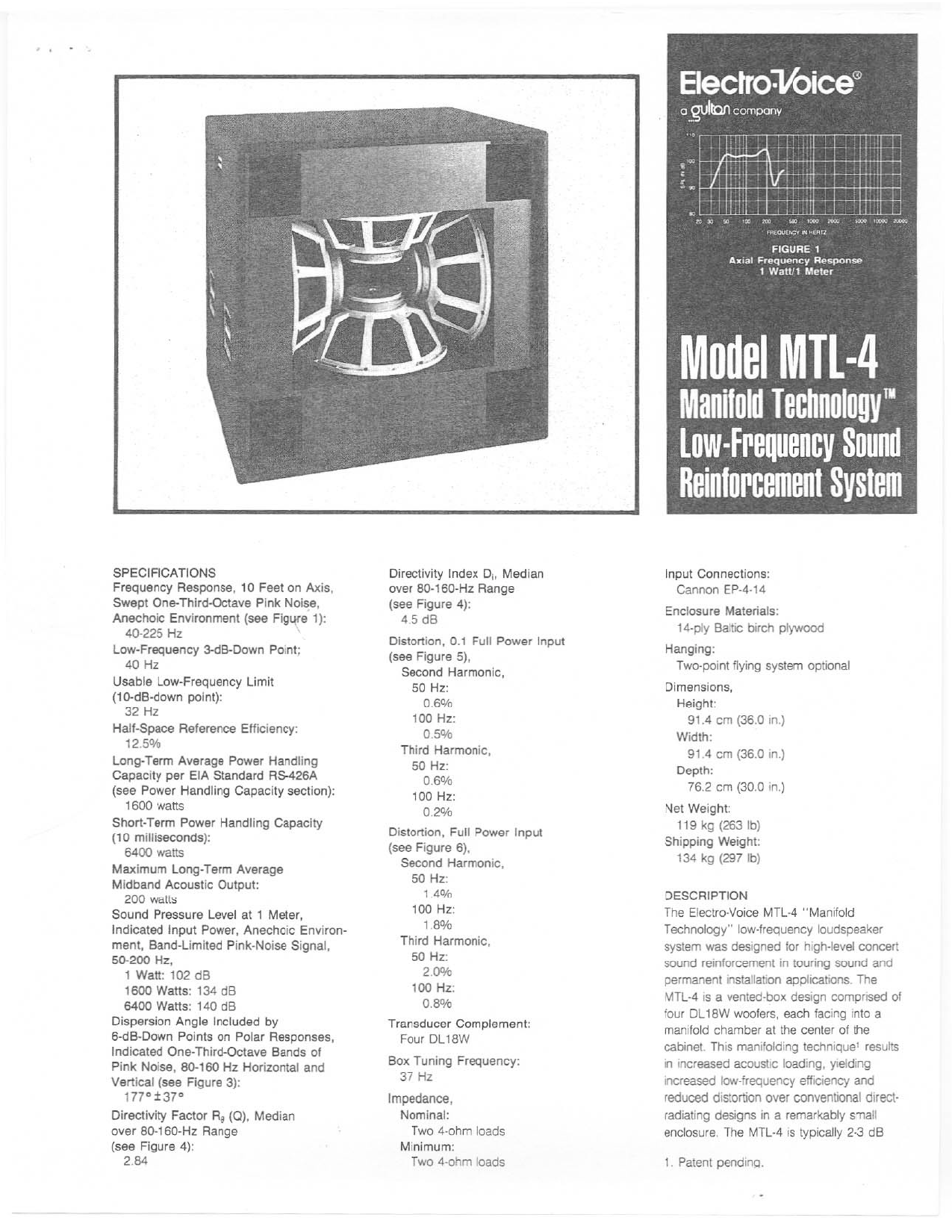 Electro-Voice MTL-4 User Manual