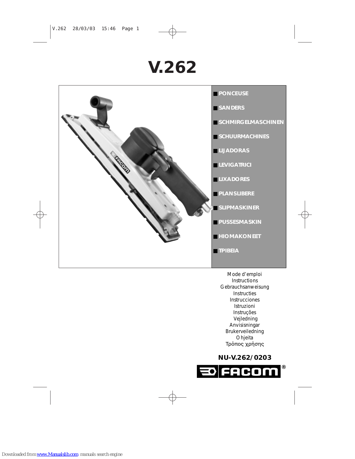 Facom V.262 Instructions Manual - ManualMachine.com