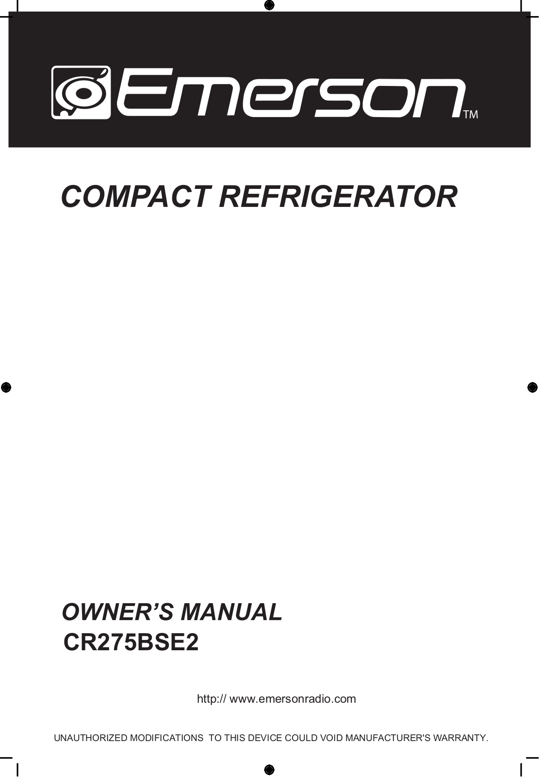 Emerson CR275BSE2 User Manual