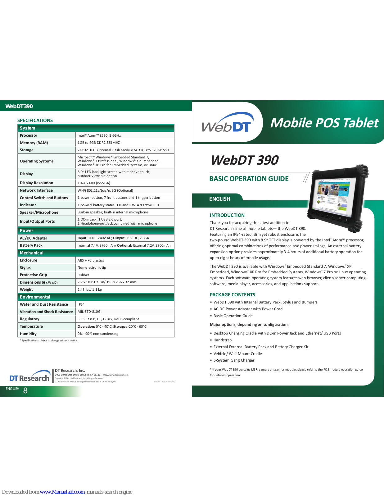 WebDT 390 Basic Operation Manual