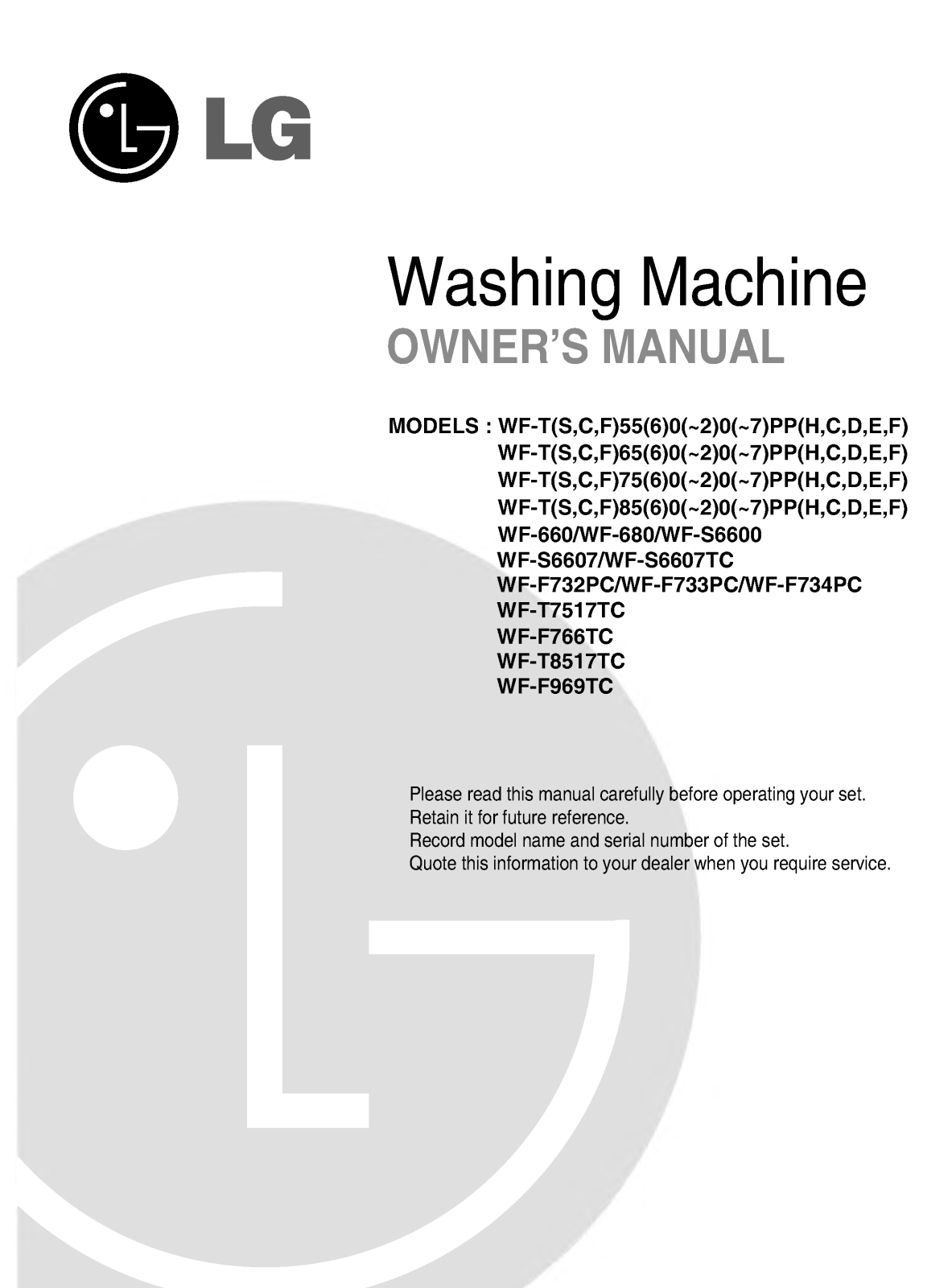LG WF-S6607TC User Manual