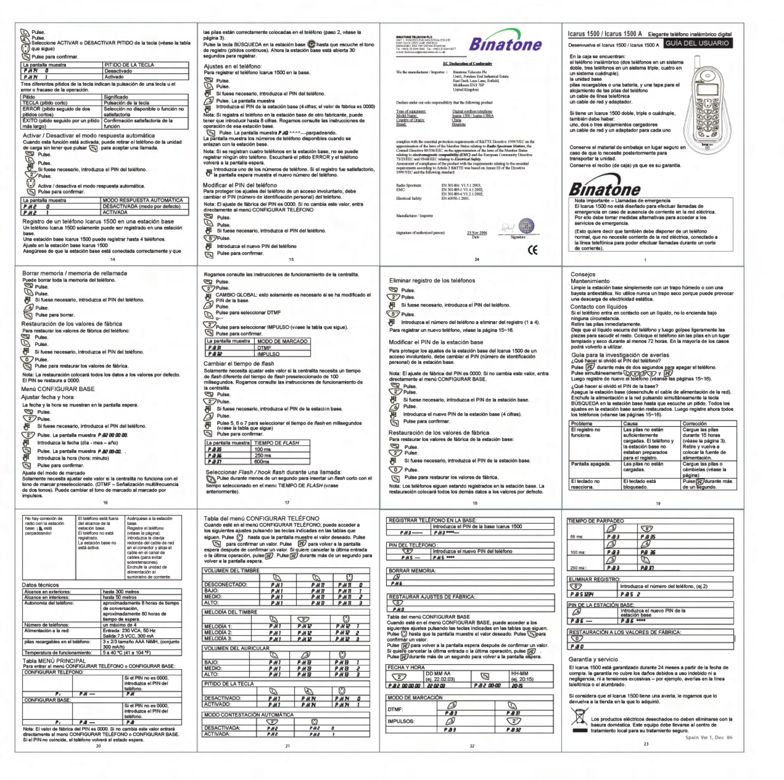 Binatone ICARUS 1500 User Manual