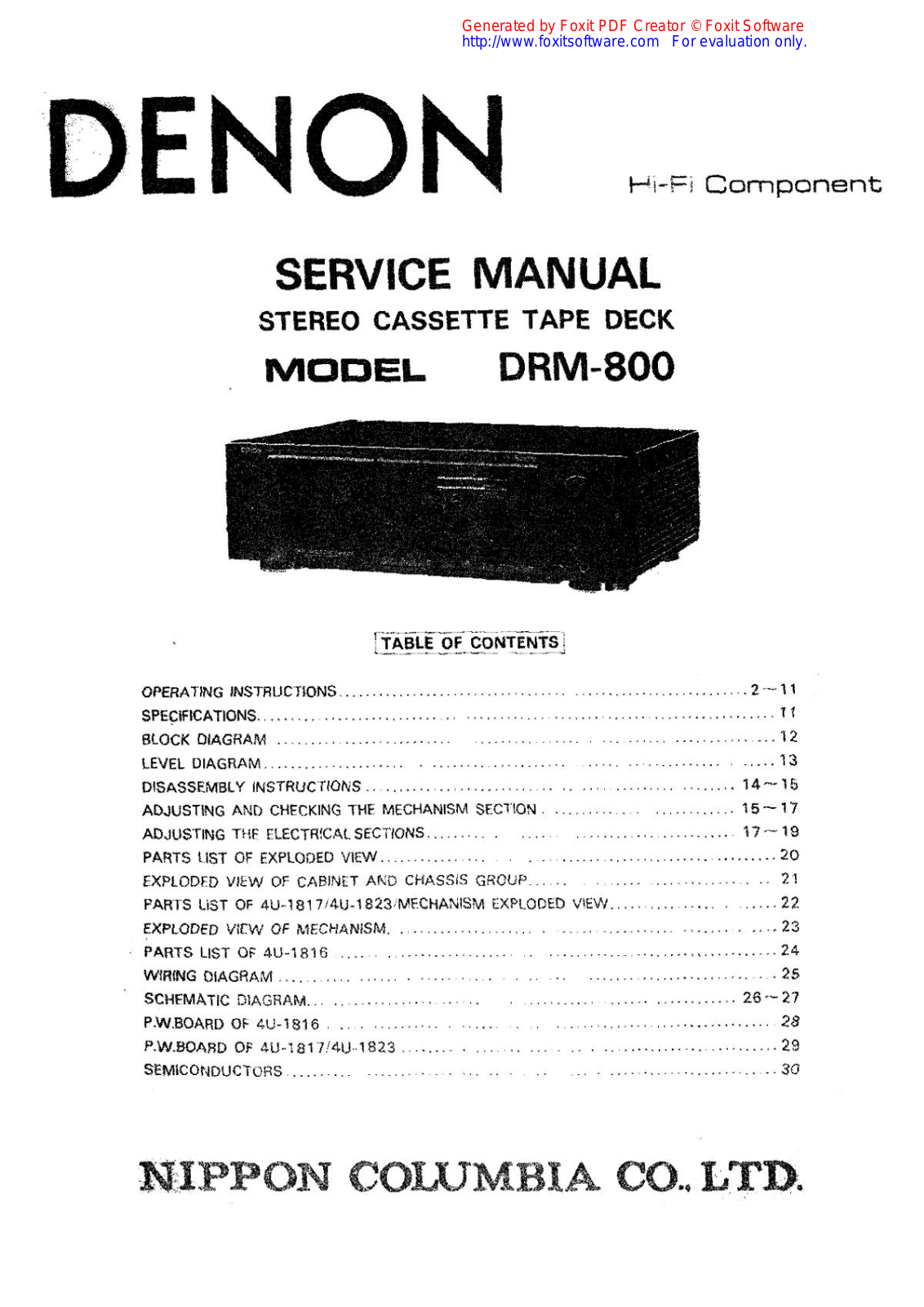 Denon DRM-800 Service Manual