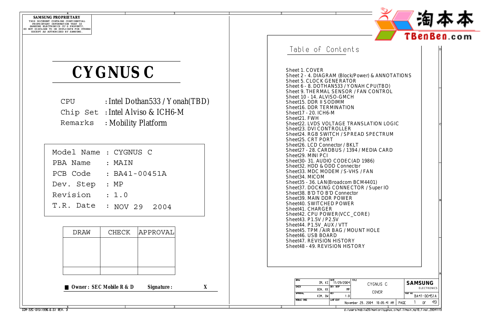 Samsung X20 Schematics