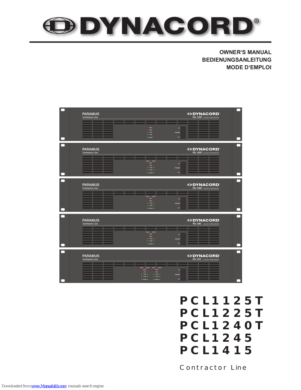 Dynacord PCL 1245, PCL1415, PCL1125T, PCL1240T, PCL1225T Owner's Manual