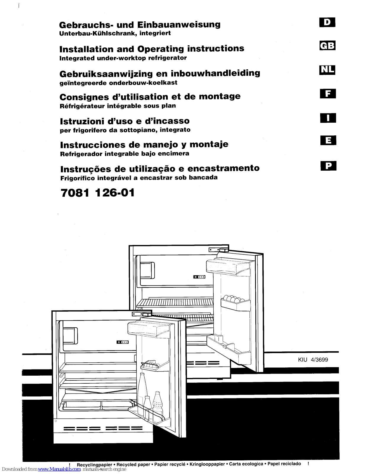 Hotpoint BT40 Installation And Operating Instructions Manual