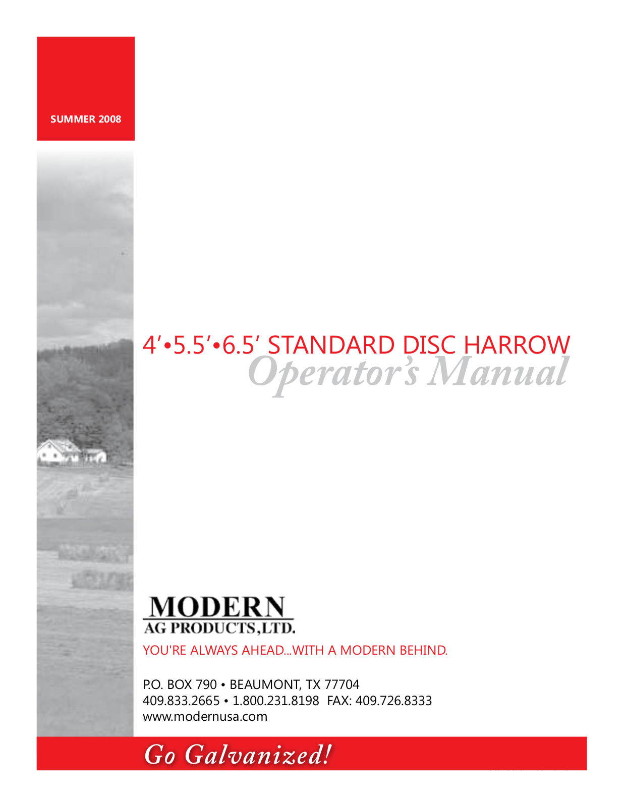 Modern AG Disk Harrow User Manual - ManualMachine.com